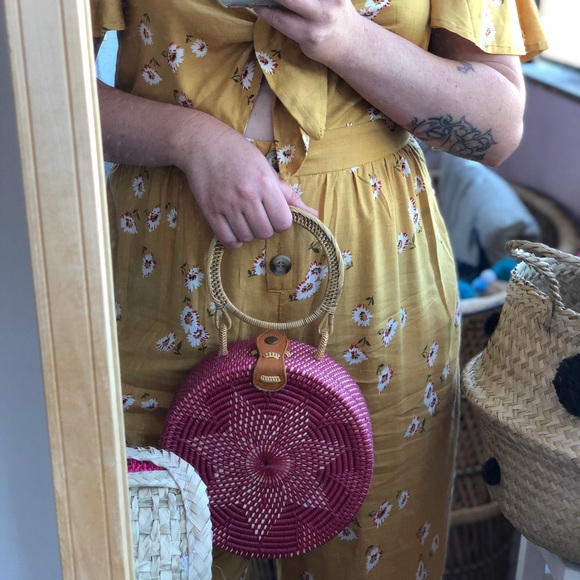 Pink Rattan Bag, straw bag, Bali bag - Picture 2 of 4